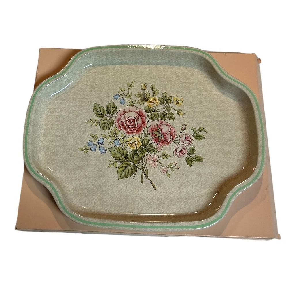 Vintage 80's Avon Floral Cottage Metal Vanity Tray Made in England NEW NOS